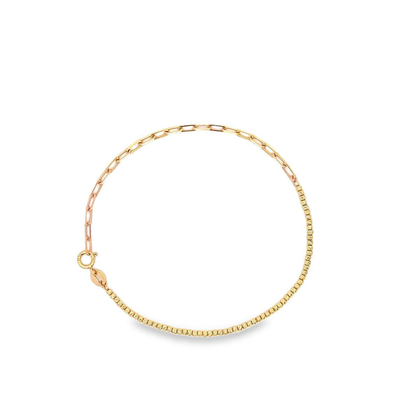 18K YG PAPER CLIP BEADED BRACELET