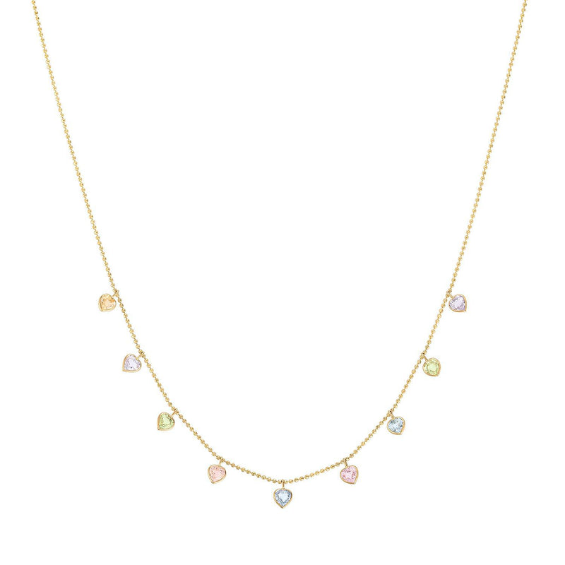 BALL BEADED MULTI SAPPHIRE GEMSTONE NECKLACE