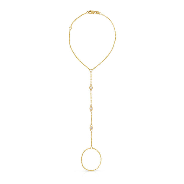 14k GOLD BEZEL DIAMOND HAND CHAIN