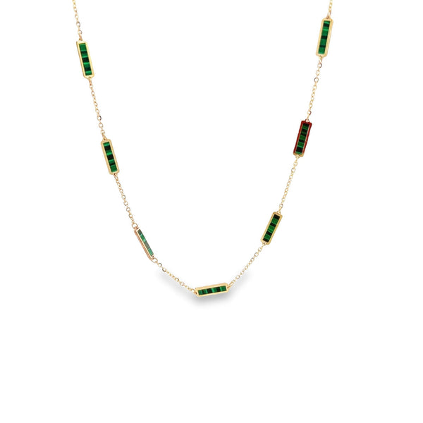 RECTANGLE 14K YELLOW GOLD INLAY NECKLACE