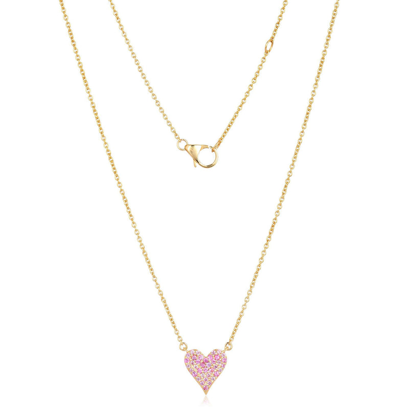 PAVE HEART NECKLACE IN PINK SAPPHIRE