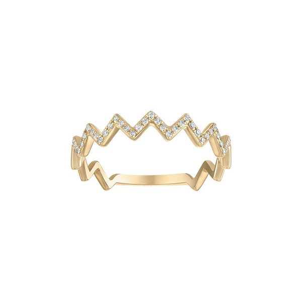 DIAMOND ZIG ZAG RING IN YELLOW GOLD
