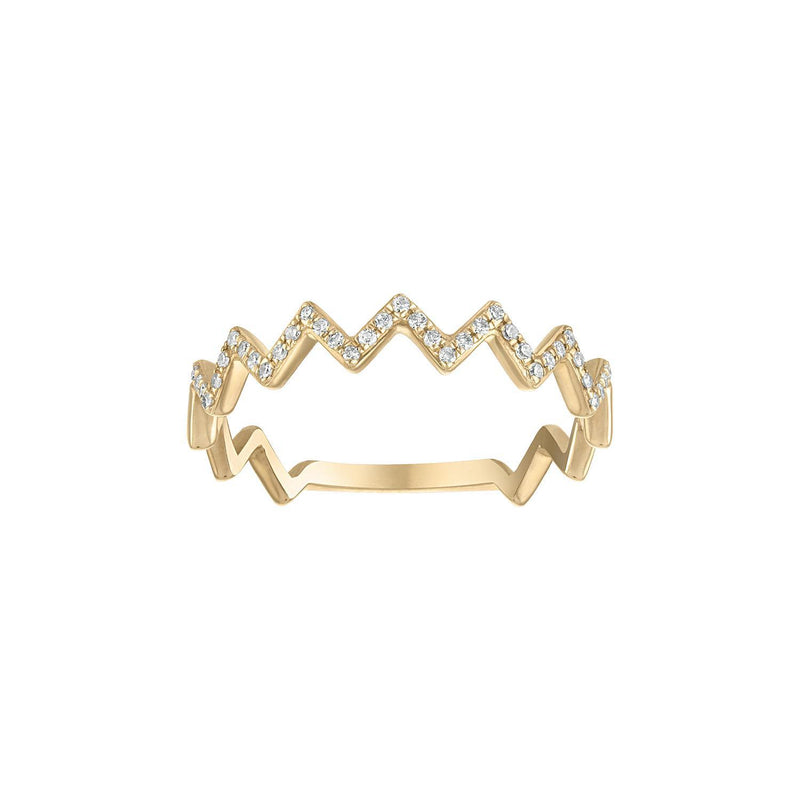 DIAMOND ZIG ZAG RING IN YELLOW GOLD