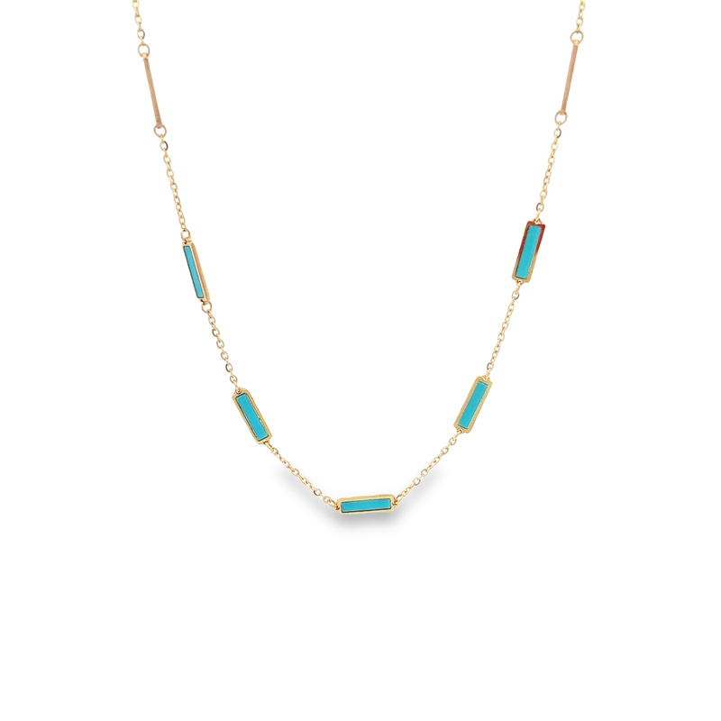 RECTANGLE 14K YELLOW GOLD INLAY NECKLACE