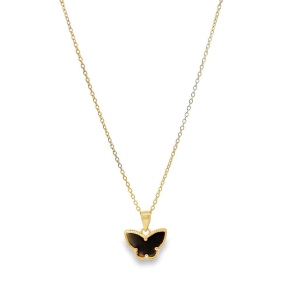 14K GOLD TRIMMED BUTTERFLY NECKLACE