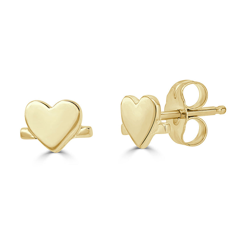 HEART WITH BAR EARRING YELLOW GOLD