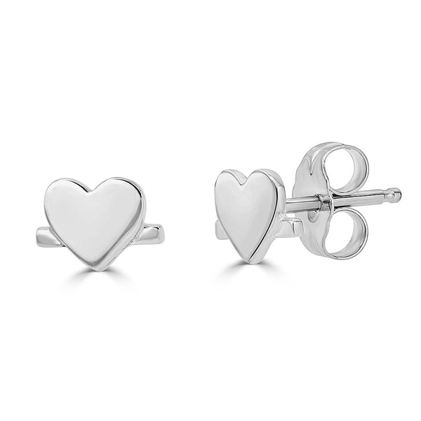 HEART WITH BAR EARRING WHITE GOLD
