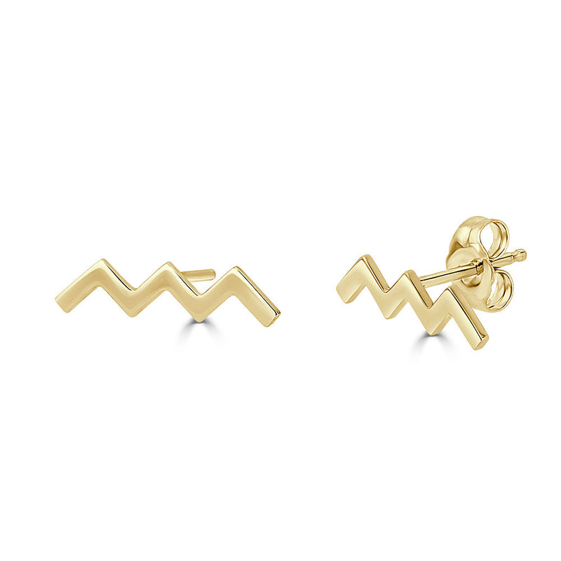 ZIG ZAG BAR YELLOW GOLD EARRING