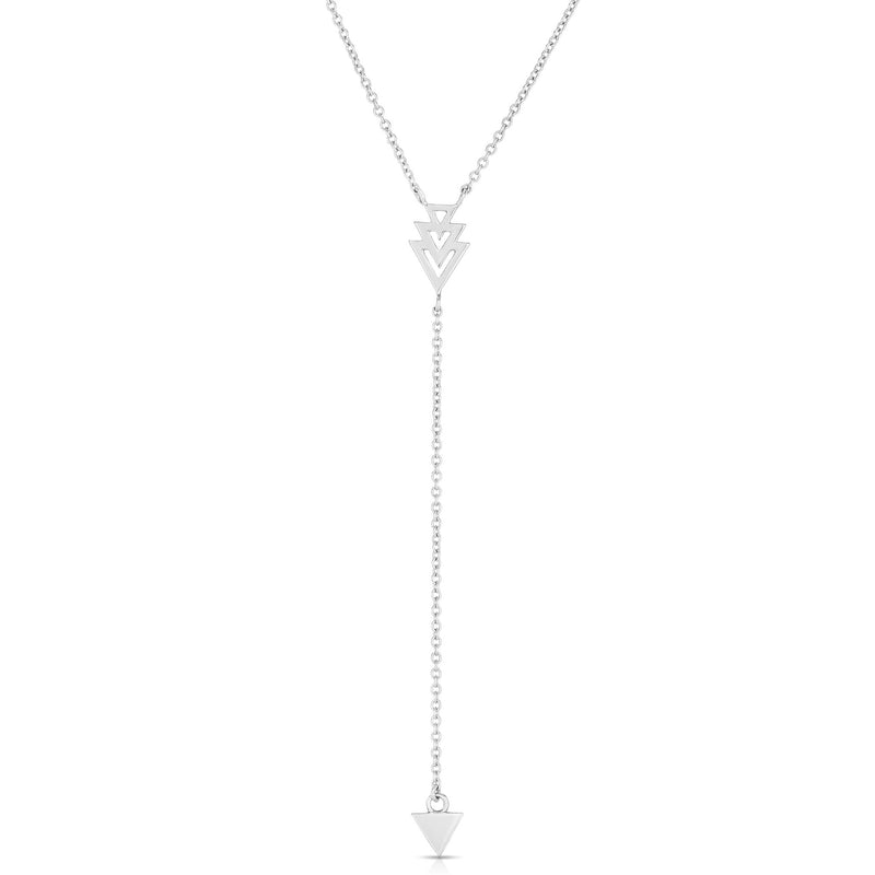 TRIANGLE LARIAT WHITE GOLD NECKLACE