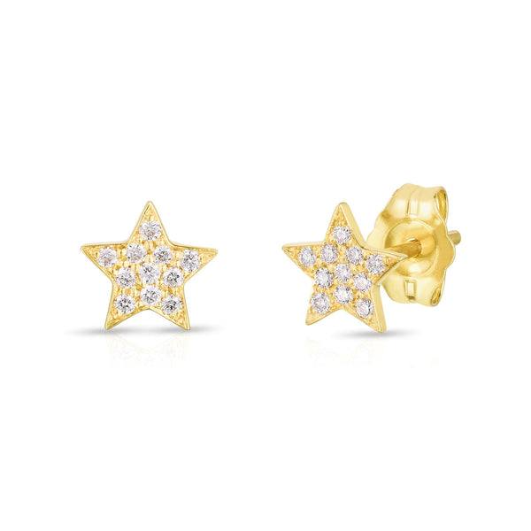 Star Yellow Gold Diamond Earring